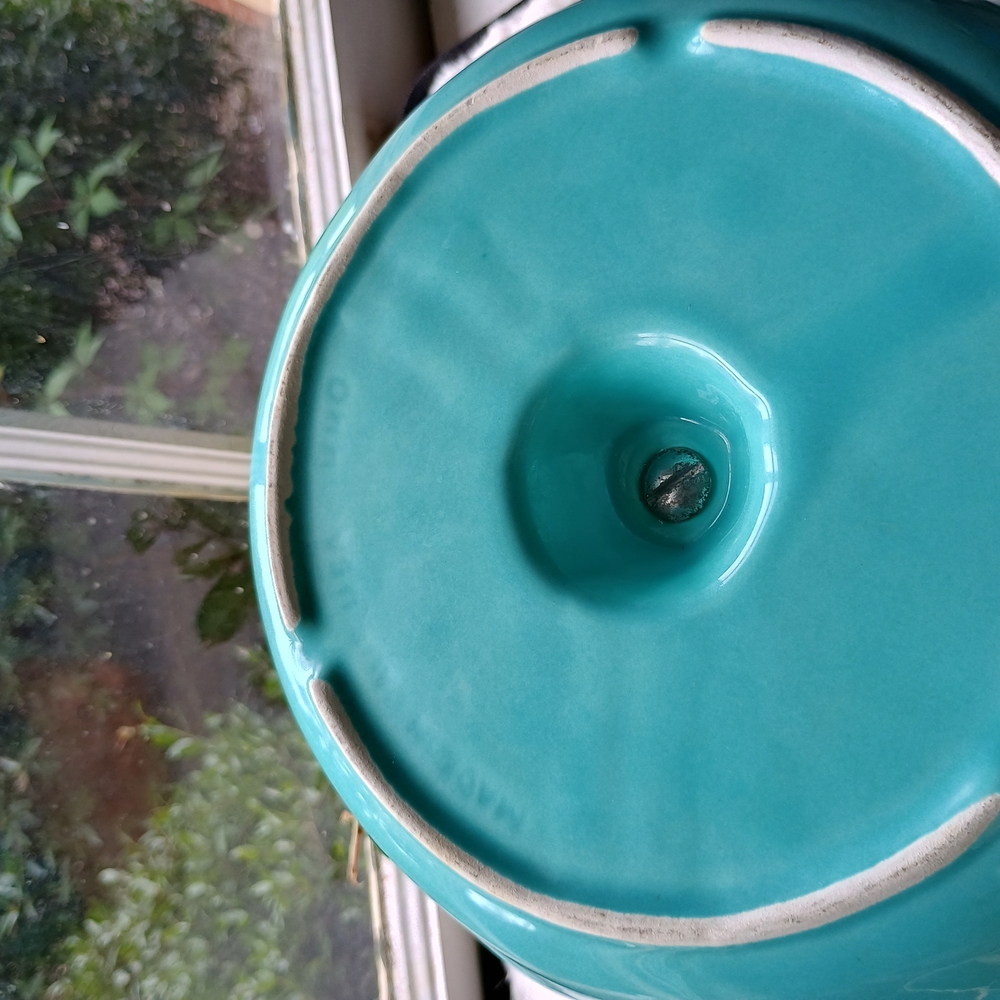 Vintage, Mid-Century, California Pottery aqua 3 section candy Dish, Serving Dish - Picture 8 of 10
